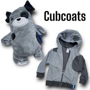 Cubcoats “Pimm the Pup” 2 for 1 Zip up Hoodie & Plushie, Gray/Charcoal Size 2T